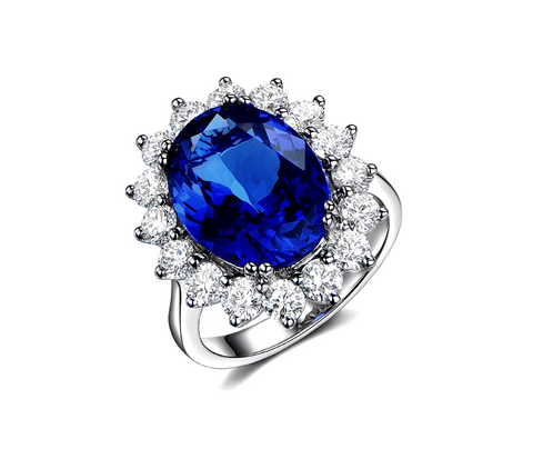 Blue Diamond Sterling Silver Ring | Blue Diamond Rings Women - Blue Ring  Women Gift - Aliexpress