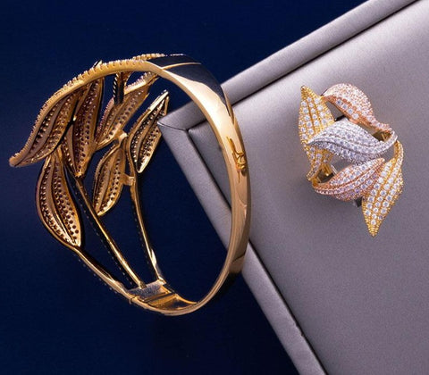 Saachi Style Gold Angel Wing Bracelet Ring Set | Verishop