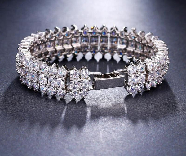 'Georgina' Luxury Crystal 3 Rows Zircon Bracelet - The Royal Look For Less