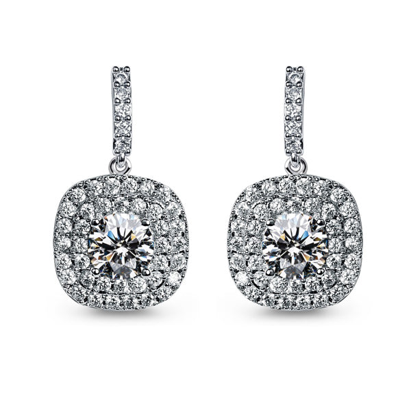 Cubic Zirconia Paved Halo Earrings - The Royal Look For Less